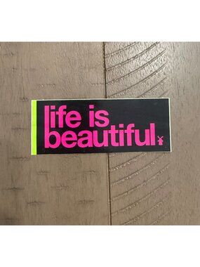 Dutch Bros "Life Is Beautiful" Vinyl Sticker Black With Pink & Lime Green
